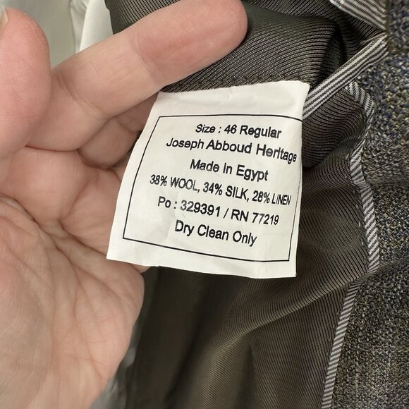 jacket blazer sport coat plaid wool silk linen 46R - Picture 1 of 10